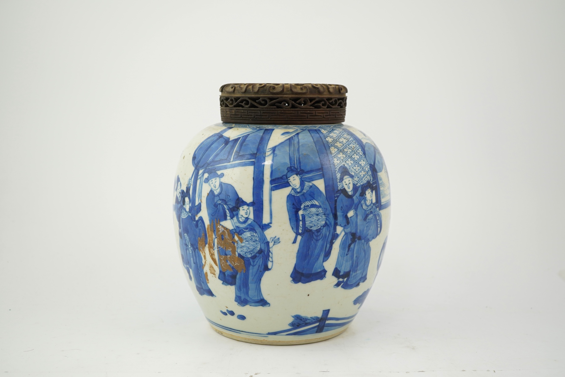 A Chinese blue and white ‘court scene’ jar, Kangxi period